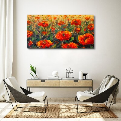 Obraz canvas Kvetinová lúka v odtieňoch oranžovej