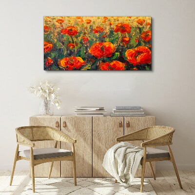 Obraz canvas Kvetinová lúka v odtieňoch oranžovej