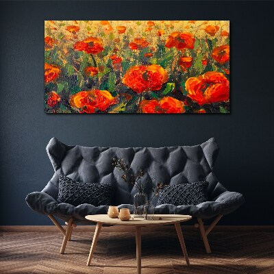Obraz canvas Kvetinová lúka v odtieňoch oranžovej