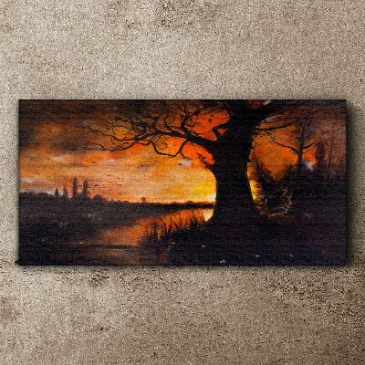 Obraz canvas Zlatá hodina pri jazere