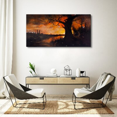 Obraz canvas Zlatá hodina pri jazere