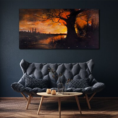Obraz canvas Zlatá hodina pri jazere