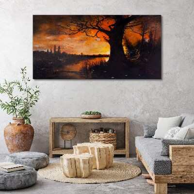 Obraz canvas Zlatá hodina pri jazere