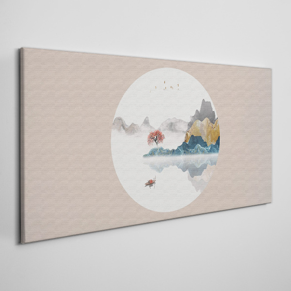 Obraz canvas Pokojná krajina v kruhu