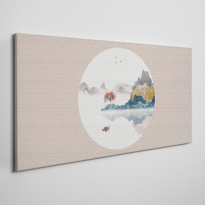 Obraz canvas Pokojná krajina v kruhu