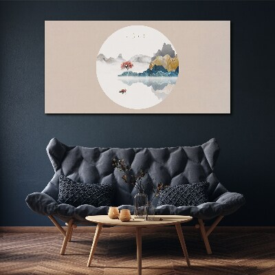 Obraz canvas Pokojná krajina v kruhu