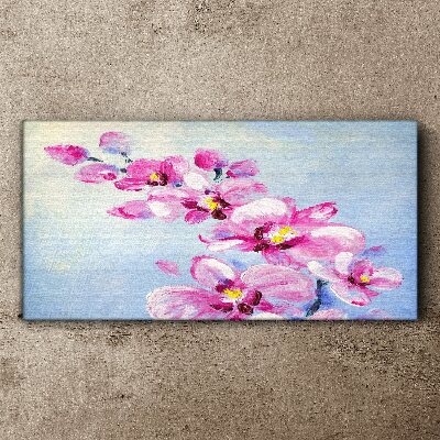 Obraz canvas Ružové orchidey na modrom pozadí