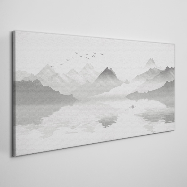 Obraz canvas Pokojná horská krajina v monochromatickom režime