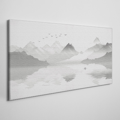 Obraz canvas Pokojná horská krajina v monochromatickom režime