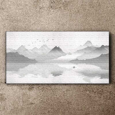 Obraz canvas Pokojná horská krajina v monochromatickom režime