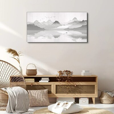 Obraz canvas Pokojná horská krajina v monochromatickom režime
