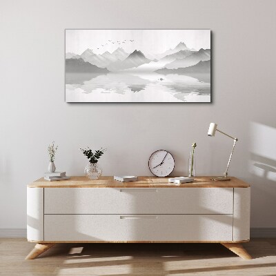 Obraz canvas Pokojná horská krajina v monochromatickom režime