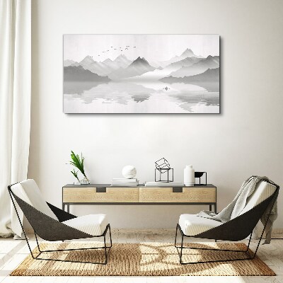 Obraz canvas Pokojná horská krajina v monochromatickom režime
