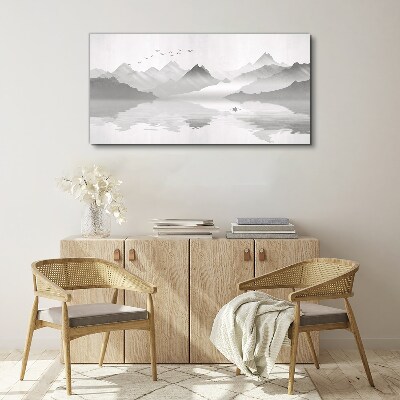 Obraz canvas Pokojná horská krajina v monochromatickom režime