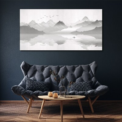 Obraz canvas Pokojná horská krajina v monochromatickom režime