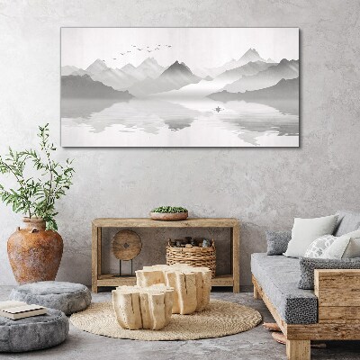Obraz canvas Pokojná horská krajina v monochromatickom režime