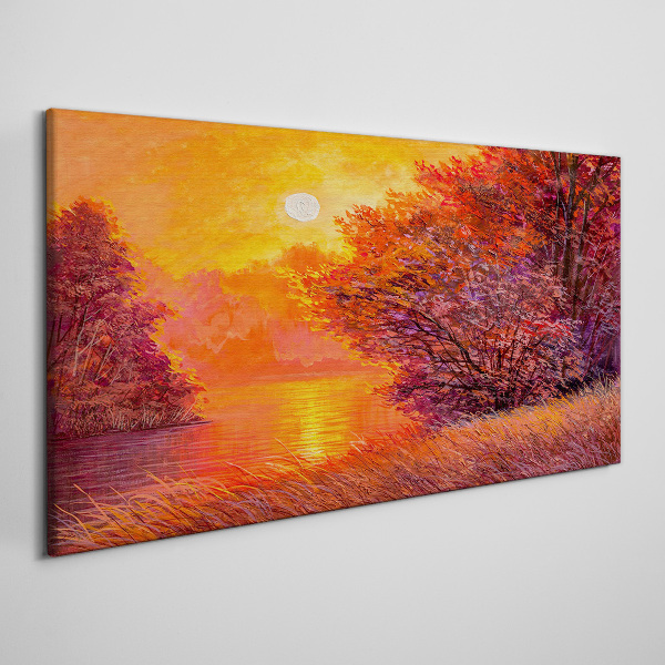 Obraz canvas Zlatá hodina pri jazere