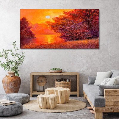 Obraz canvas Zlatá hodina pri jazere