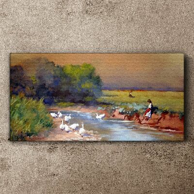 Obraz Canvas Maľba husia dediny