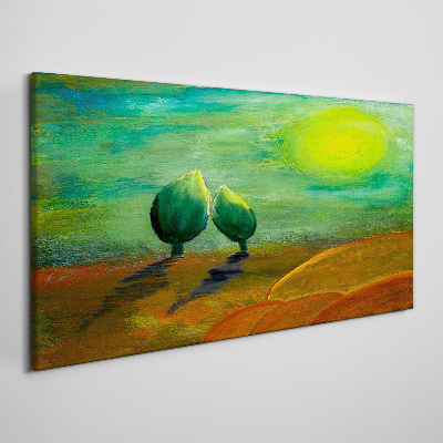 Obraz canvas Abstrakcie slnko stromy