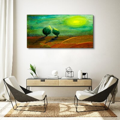 Obraz canvas Abstrakcie slnko stromy
