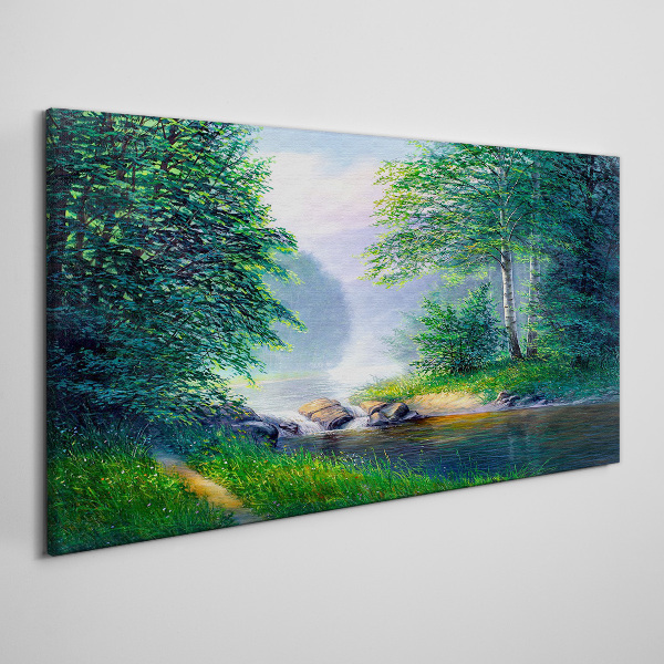 Obraz canvas Pokojná krajina pri rieke