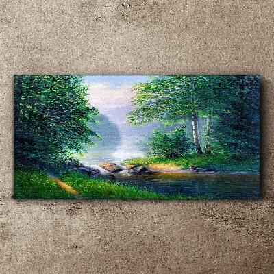 Obraz canvas Pokojná krajina pri rieke