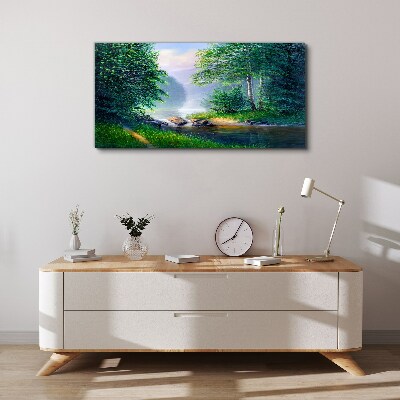 Obraz canvas Lesné rieka krajina