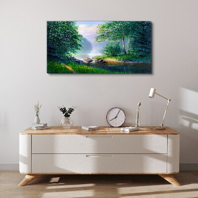 Obraz canvas Pokojná krajina pri rieke
