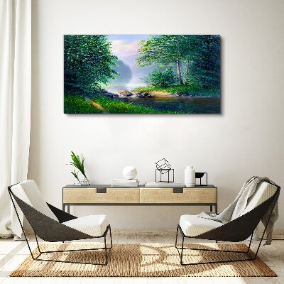 Obraz canvas Pokojná krajina pri rieke