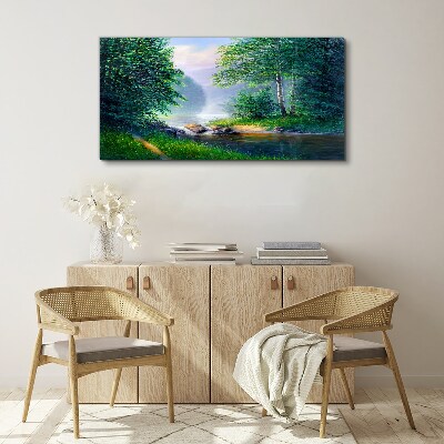Obraz canvas Pokojná krajina pri rieke