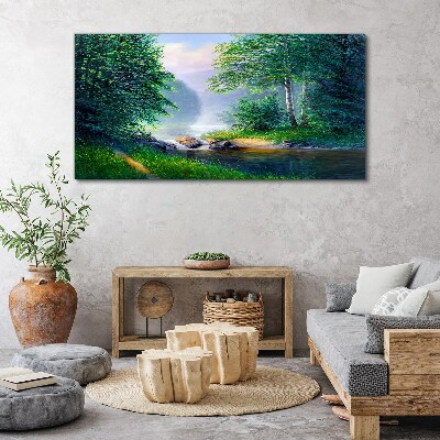 Obraz canvas Pokojná krajina pri rieke