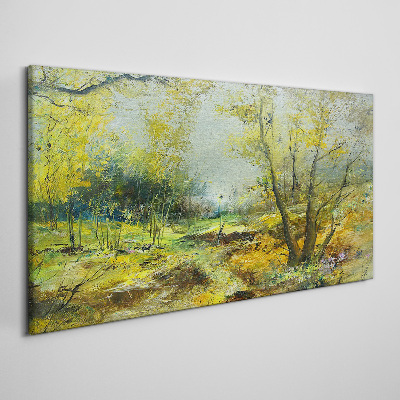 Obraz canvas Jarná krajina so stromami