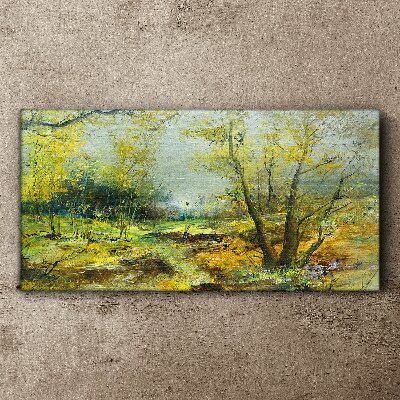 Obraz canvas Jarná krajina so stromami