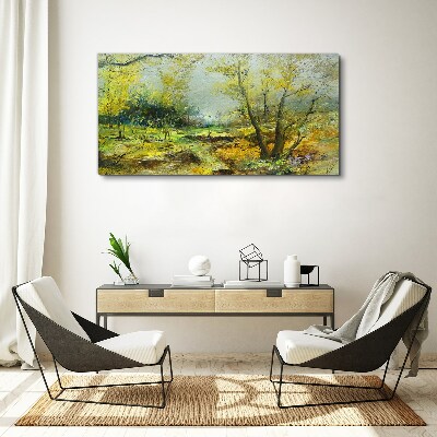 Obraz canvas Jarná krajina so stromami