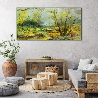 Obraz canvas Jarná krajina so stromami
