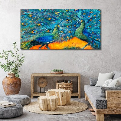 Obraz canvas Tancujúce pávy vo farebnom zobrazení