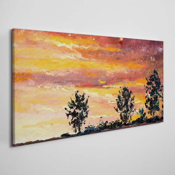 Obraz canvas Západ slnka nad stromami