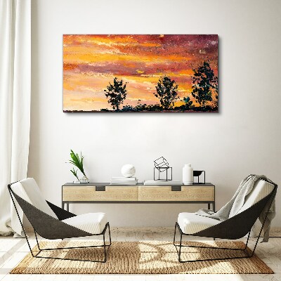 Obraz canvas Západ slnka nad stromami