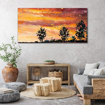 Obraz canvas Západ slnka nad stromami
