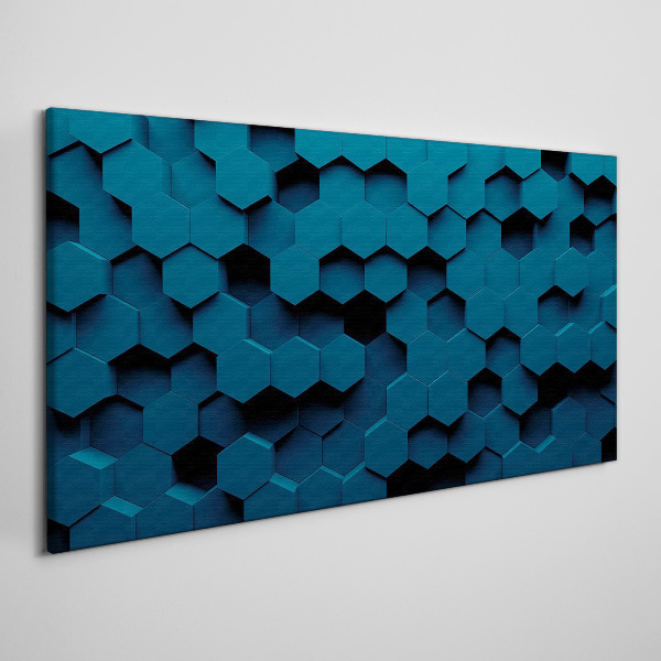 Obraz Canvas Geometrické šesťuholníky v odtieňoch modrej