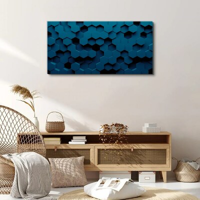 Obraz Canvas Geometrické šesťuholníky v odtieňoch modrej