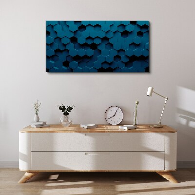 Obraz Canvas Geometrické šesťuholníky v odtieňoch modrej