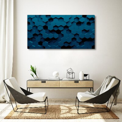 Obraz Canvas Geometrické šesťuholníky v odtieňoch modrej