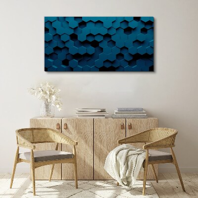 Obraz Canvas Geometrické šesťuholníky v odtieňoch modrej