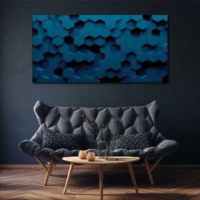 Obraz Canvas Geometrické šesťuholníky v odtieňoch modrej