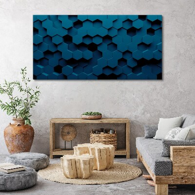 Obraz Canvas Geometrické šesťuholníky v odtieňoch modrej