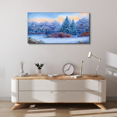 Obraz Canvas Akvarel Snow Strom les