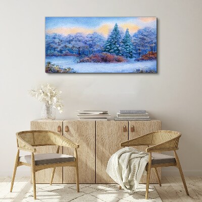 Obraz Canvas Akvarel Snow Strom les