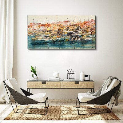 Obraz canvas Prístavné krajiny v pastelových farbách